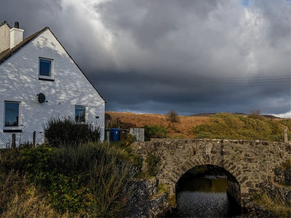 Weatherproof masonry paint on an exterior of a rural property